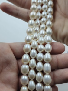 Perlas de Arroz Naturales de Agua Dulce, Perlas Sueltas Ovaladas Sujni Moti Blancas Genuinas para la Fabricación de Joyas al por Mayor - Product Image 3
