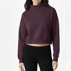 Newly Designed Women's Mock Neck Oversized Drop Shoulder <b>Plus</b> <b>Size</b> Cropped Breathable Lightweight Your Own Logo Sweatshirts OEM - Product Image 3