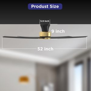 Ventilatori da soffitto da 52 pollici con luci, motore DC reversibile silenzioso, telecomando, grande volume d'aria, pale da 42 pollici, ingresso 220V, 5X W5 Ventilatori da soffitto - Product Image 3