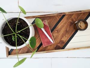 Wood Serving <b>Tray</b> / decorative coffee <b>table</b> <b>tray</b>, modern geometric wooden <b>tray</b>, breakfast in <b>bed</b> - Product Image 3
