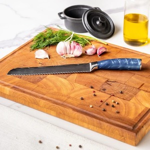 Handmade Chef <b>Set</b> Damascus Steel Resin Handle Leather Sheath 10-11.9in Blade Industrial Style - Product Image 3