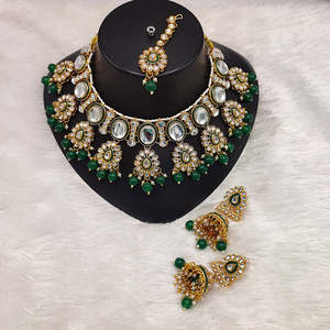 Conjunto de collar de Gargantilla Meenakari y piedra Kundan chapada en oro, conjunto de joyería fina 10573909 - Product Image 1