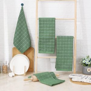 100% Cotton Terry Kitchen Towels Super Absorbent Dish Towels 4 Pack in Grass Green 13 X 28 Inches Soft Checkered Designed - Product Image 3