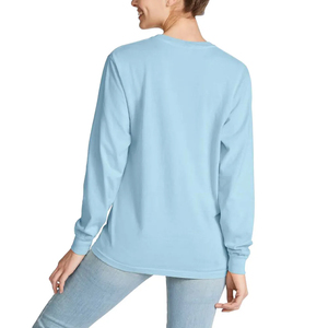 Chemise à manches longues en coton multicolores pour impression de logo de marque personnalisé, t-shirt en coton bio, durable et respectueux de l'environnement - Product Image 2