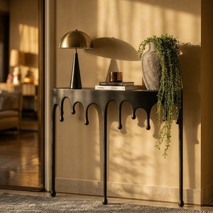 Mesa de Centro Moderna Minimalista con Diseño de Goteo, Mueble Decorativo de Metal para Sala de Estar Contemporánea - Product Image 3