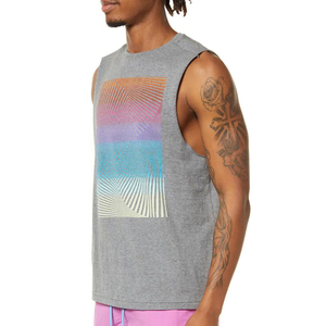 Débardeur Homme Gris Personnalisé avec Motif Géométrique, Col Rond, Décontracté, Respirant, en Coton Tricoté, Coupe Sportive - Product Image 4