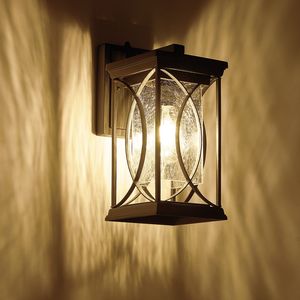 Lanterne murale extérieure en bronze huilé, petite, moderne, lumière de porche du crépuscule à l'aube, IP54, luminaire en aluminium, 220V - Product Image 1