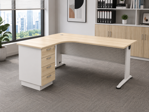 AY <b>Office</b> System Durable L-Shaped <b>Office</b> Desk with Metal Legs and Storage Drawer Minimalist Design for Commercial Use - Product Image 1