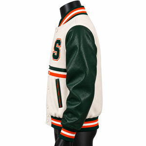 <b>Track</b> Stuff Custom <b>Mens</b> Varsity Letterman <b>Jacket</b> Wool Cotton Stand Collar Custom Embroidered Logo Front Streetwear Winter - Product Image 3