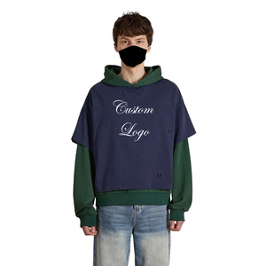เสื้อฮู้ดดี้ผู้ชายแบบสองชั้น สไตล์ฮิปฮอป แบรนด์โลโก้สั่งทำ ผ้าเฟรนช์เทอร์รี่หนานุ่ม ทรงโอเวอร์ไซส์ แฟชั่นฤดูหนาว - Product Image 2