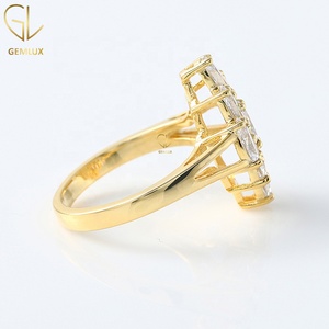 Marquise Cut Moissanite Diamond Cluster <b>Ring</b>, <b>Split</b> Shank <b>Ring</b>, Moissanite Diamond Engagement <b>Ring</b> For Women, 14K Gold - Product Image 5