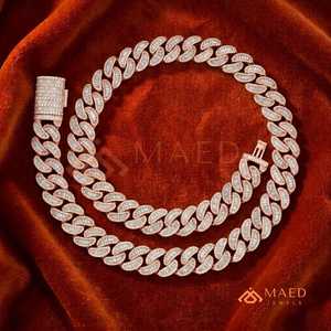 Rose Gold Baguette Moissanite Cuban Link Necklace Luxury <b>Iced</b> <b>Out</b> Hip Hop <b>Chain</b> Fashion Jewelry for Women - Product Image 1