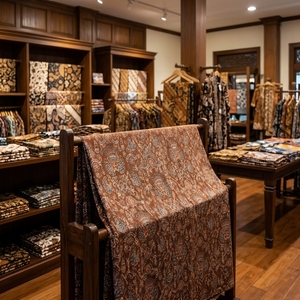 Tela de Algodón Batik Tulis Indonesiana Hecha a Mano con Diseño Tradicional Sidomukti Banyu Mili, Color Sogan Marrón, Textil Premium - Product Image 6