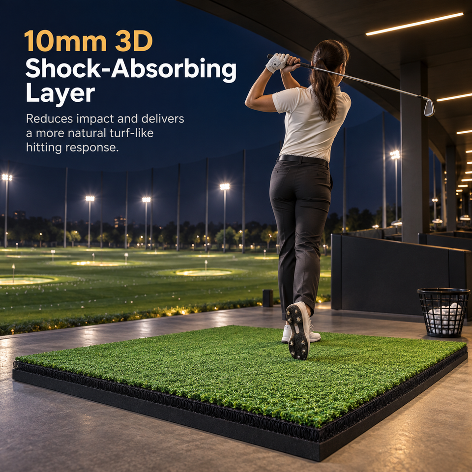1.5m x 1.2m Golf Hitting Mat with 3D Cushioning and Two-Tone PE Turf ...