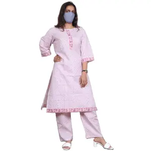 Индийский комплект ручной работы из хлопка Plazo Kurti, пакистанский длинный женский Kurtis для женщин, индийская Этническая женская одежда