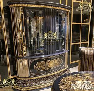 Muebles de Comedor Estilo Barroco Negro y Dorado, Juego de Mesa de Comedor de Lujo Tallada en Negro y Dorado, Comedor Imperial Tallado en Negro y Dorado - Product Image 3