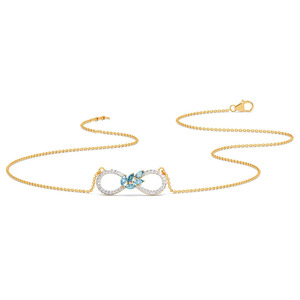 Aqua Leaf Infinity Diamond <b>Necklace</b> with Flowing <b>Blue</b> Stone Cluster and Elegant Sparkle Loop Design - Product Image 2