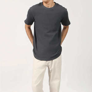 Mens Polyester Cotton Knitted T Shirt Regular Fit Crew Neck Short Sleeve Plain Tee Wholesale Custom Logo Summer Wear Bulk - Product Image 1
