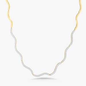 Diamond Wavy Collar <b>Necklace</b> Wave Choker Bridal Wedding <b>Necklace</b> CVD HTHP Custom 10K 14K 18K <b>Solid</b> Gold Factory Price Wholesale - Product Image 1