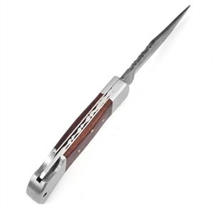 Cuchillos Plegables Resistentes con Hoja de Acero con Patrón de Damasco, Empuñadura de Hueso Hecha a Mano, Funda Protectora de Cuero para Caza, Camping y Senderismo - Product Image 2
