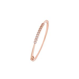 Rose Gold Lab Grown Diamond Geometric Leaf Link Open <b>Bangle</b> <b>Bracelet</b> - Product Image 1
