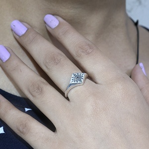 925 Sterling Silver Natural Black Onyx <b>Evil</b> <b>Eye</b> Design <b>Ring</b> Vintage Geometric Pattern Gemstone <b>Rings</b> Wholesale Jewelry - Product Image 5