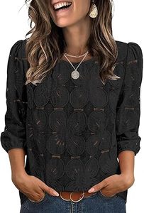 Blusas de mujer elegantes e informales, camisetas de manga 3/4, camisas de encaje con ojales para primavera y verano, ropa para vacaciones en la playa - Product Image 1