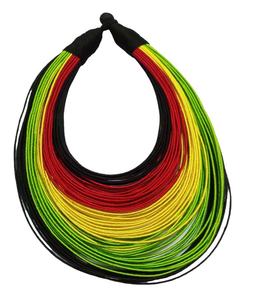 Silk Threaded Wire Wrap African Multi Layer 80 Line Tribal Statement Choker-<b>Necklace</b> Handcrafted Lightweight 19" GC-NK-512. - Product Image 1