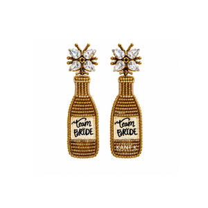 Pendientes llamativos de cuentas rosas con detalles de cristal y cuentas pequeñas, estilo champán nupcial, para novias y despedidas de soltera - Product Image 2