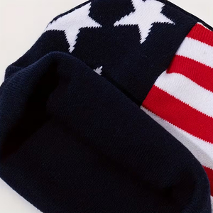 Gorro Unisex con Diseño de Bandera Americana, Gorro de Punto con Rayas y Estrellas de EE. UU., Gorro de Invierno sin Dobladillo, Estilo Urbano - Product Image 3