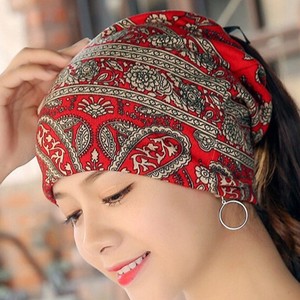 Red Floral Printed <b>Beanie</b> Hat for Women Wholesale Custom Design Unisex Stripes Knit Cuffed <b>Beanies</b> Outdoor Sports Ear Protection - Product Image 2