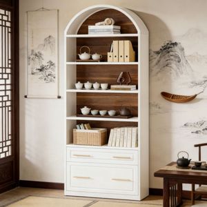 Étagère haute au design français moderne pour la maison et l'hôtel, en rotin et panneaux de bois, meuble de salon pour supermarché - Product Image 1