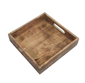Plateau de service rectangulaire classique en bois de manguier peint à la main de haute qualité avec poignées, accessoires de cuisine pour café et petit-déjeuner - Product Image 5