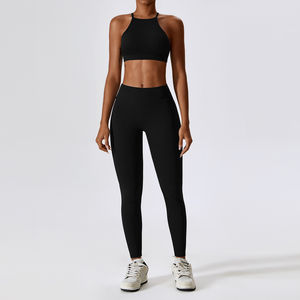 Nuevo Conjunto Deportivo de Yoga para Mujer, Cintura Alta, Transpirable, con Control de Abdomen y Glúteos, Leggings y Bra Deportivo Elástico - Product Image 4