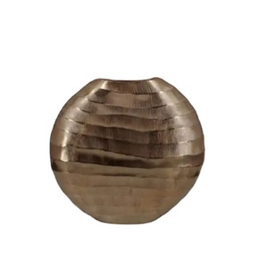 Decorative Aluminum Chisel Texture <b>Vase</b> Hand-crafted Flower <b>Vase</b> for Home Decor Decorative Metal <b>Vase</b> Pot Steel <b>Gold</b> Modern - Product Image 1