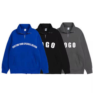 เสื้อฮู้ดฟลีซ 400gsm แบบสั่งทำพิเศษสำหรับผู้ชาย คอปกพับได้ ซิป ¼  แบบซิปครึ่งตัว เสื้อสเวตเชิ้ตเปล่า สไตล์สตรีทแวร์ ยูนิเซ็กส์ เสื้อพูลโอเวอร์ซิป ¼ - Product Image 1