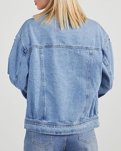 Denim Jacket With Rhinestone Decoration Turn-down Collar Single Breasted Casual Style Loose Fit Autumn Wear Unisex Regular - Product Image 3