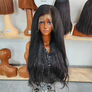 <b>Human</b> Hair <b>Wigs</b> Double Drawn 100% Virgin Vietnamese Hair Natural Color Natural Wave HD Lace 13x6 Hand Made Long Extensions - Product Image 4