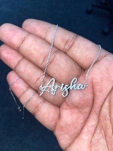 Custom Name Arisha Pendant Necklace 925 Silver Crystal Letter Chain Classic Style Everyday Wear Unisex Jewelry - Product Image 2