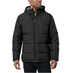 <b>Men's</b> <b>White</b> Hooded <b>Jacket</b> Windproof Polyester Winter Casual Coat Regular Fit Zipper Solid Color - Product Image 4