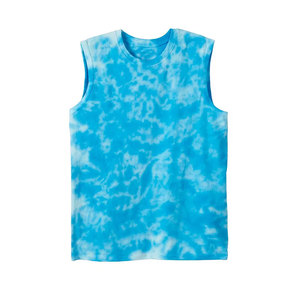 Men's <b>Tie</b> Dye Sleeveless Tank <b>Top</b> O-Neck Casual Knitted Blue <b>White</b> Pattern - Product Image 1