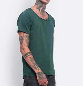 T-shirt col U homme coupe ajustée en coton peigné 100% 180 GSM, respirant, écologique, style streetwear, vente en gros personnalisée - Product Image 3