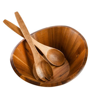 ชุดชามไม้อะคาเซียแกะสลักทำด้วยมือพร้อมถาดเครื่องใช้ในครัวดีไซน์คลาสสิกเป็นมิตรกับสิ่งแวดล้อมและทนทานต่อการใช้งานในครัว - Product Image 1