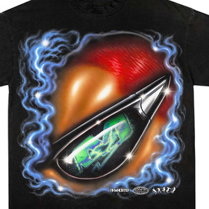 <b>Men's</b> Black Short Sleeve T-Shirt With Neon Lightning Pattern Print Street Style O-Neck Regular Fit Cotton Jersey - Product Image 5