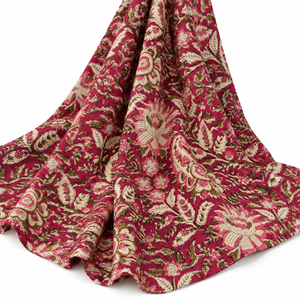 Tissu floral 100 % coton respirant et absorbant l'humidité, imprimé à la main, motif à motifs floraux, poids moyen, textile pour literie et couettes - Product Image 6