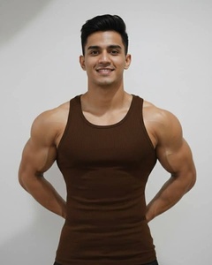 Men's Lightweight Solid Cotton Breathable <b>Knitted</b> <b>Tank</b> <b>Top</b> O-Neck Casual Style <b>Black</b> - Product Image 6