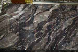 Carreaux de revêtement mural en pierre naturelle de luxe Dalle de marbre noir brun foncé pour les projets de cuisine et de restaurant d'hôtel - Product Image 5