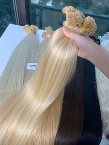 Hot Blonde Tone #613 Pointe plate Prix de gros d'usine pour les extensions de cheveux vietnamiens crus Keratin Straight 60cm - Product Image 3