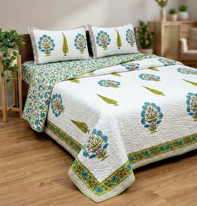 Vintage Handmade Reversible Cotton Quilt Hand <b>Block</b> Floral Printed Design <b>Bed</b> Quilt for Hotel Use Buy Direct Supplier - Product Image 6