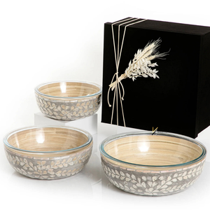 Juego de 3 tazones ecológicos de nácar con vidrio, los más vendidos, de Vietnam, producto de alta calidad para servir frutas y dátiles - Product Image 2
